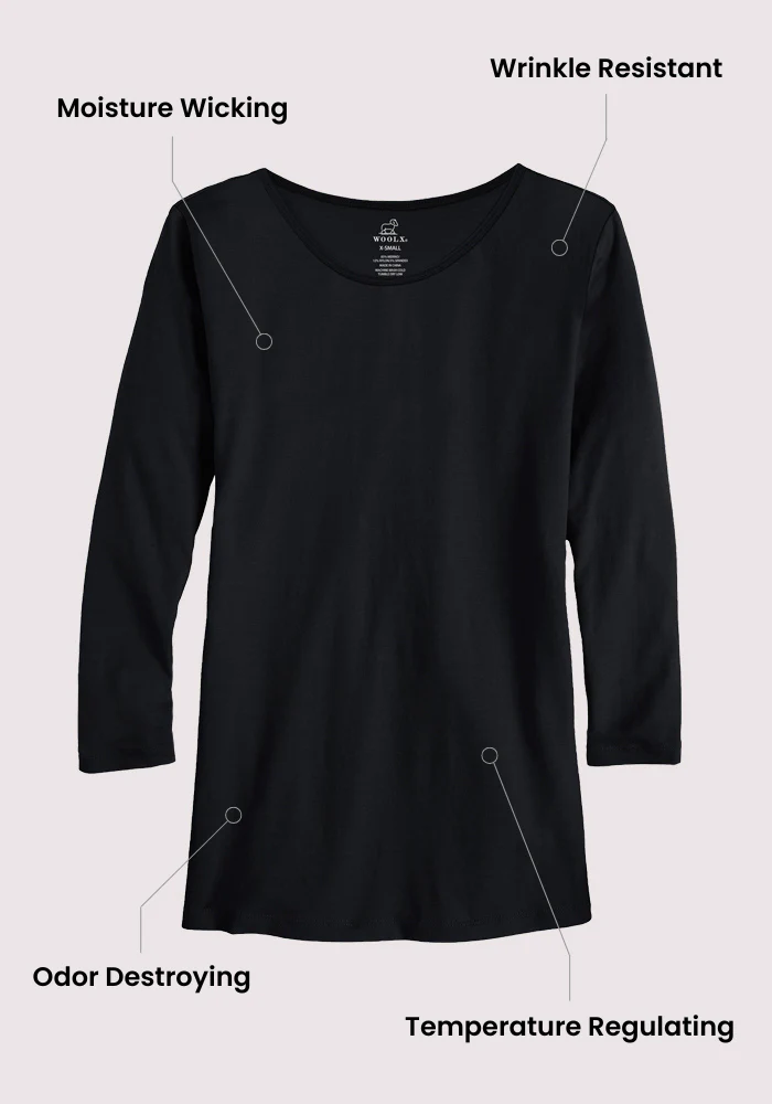 Jenny 3/4 Sleeve Crew Neck - Black - Image 13